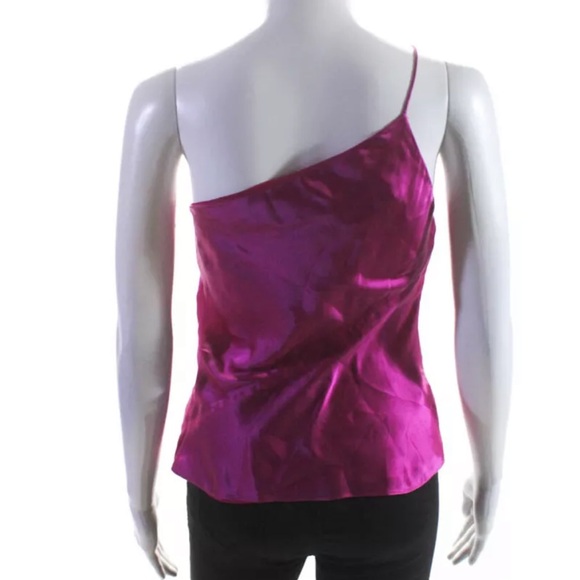 Amanda Uprichard Silk One Shoulder Fuchsia Blouse Tank Top - Picture 3 of 5
